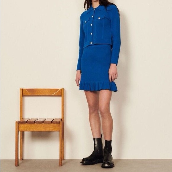 Sold ❌Sandro | Fancy Stitch Knitted Cardigan | L I Blue - Picture 6 of 16